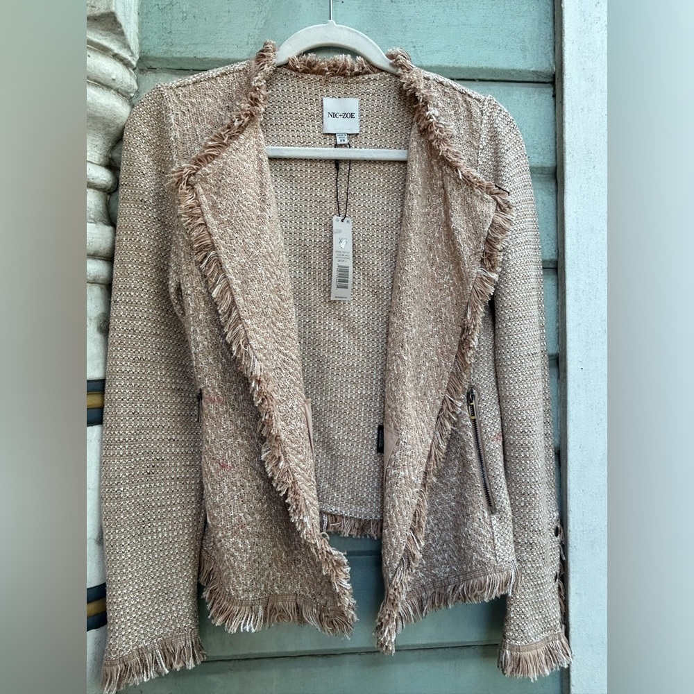 NIC+ZOE Tan and Cream Knit Jacket